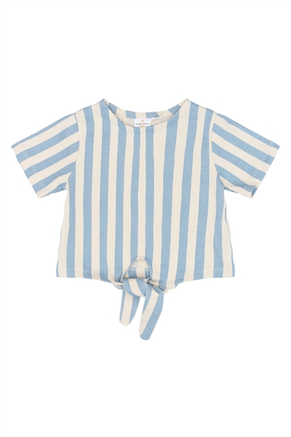 The New Siblings stribet t-shirt med bindebånd – kortærmet top til piger